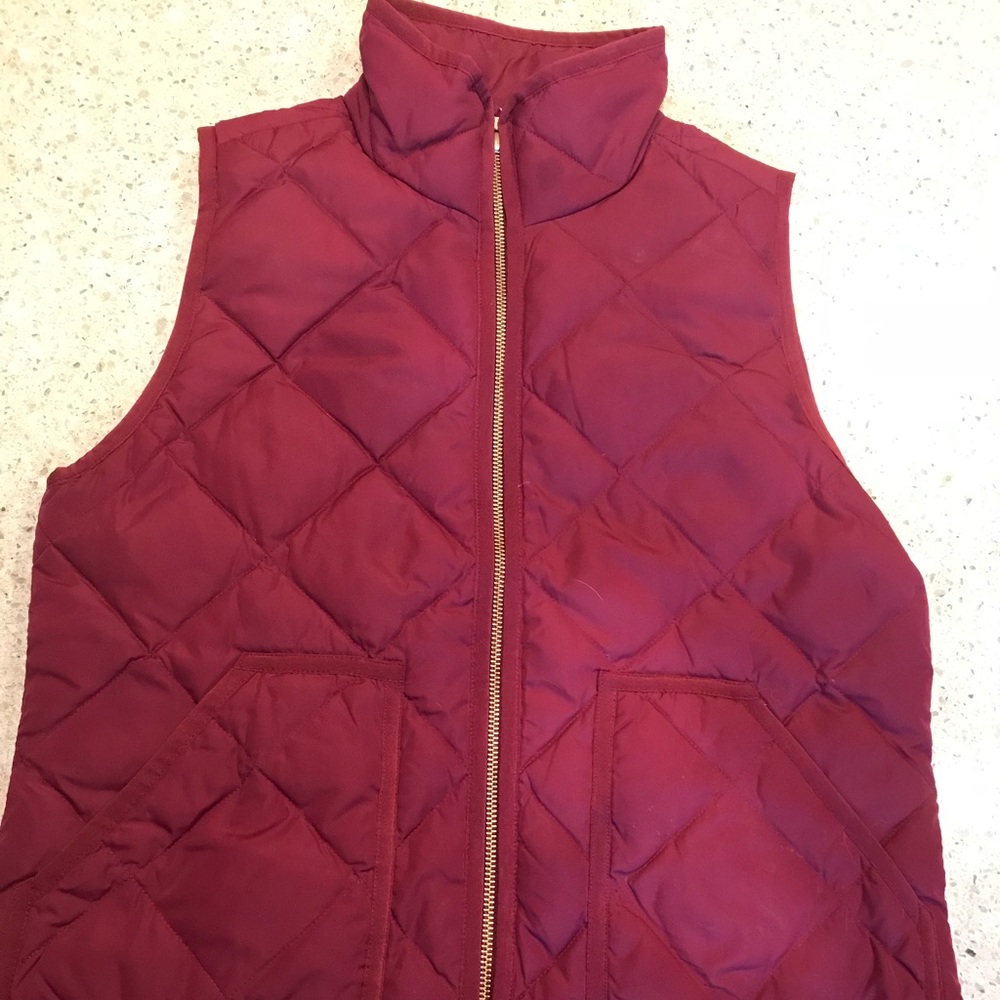 Burgundy J Crew Quilted Vest
